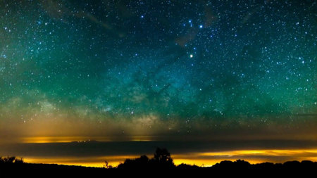 Star trail and milky way