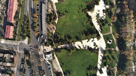 Aerial view of city and buildings