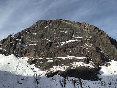 Landscape of mountain snow and valley