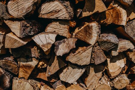stack of firewood backgroundの写真素材