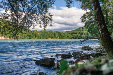 green switzerland landscape by the riverの写真素材
