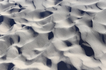 Texture of the sand. Sand dune background. Close-up.の写真素材