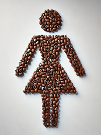 Female figure made of coffee beans on white background. 3d renderingの写真素材