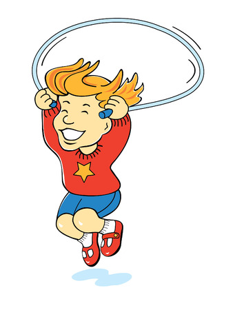cartoon of girl jumping ropeのイラスト素材