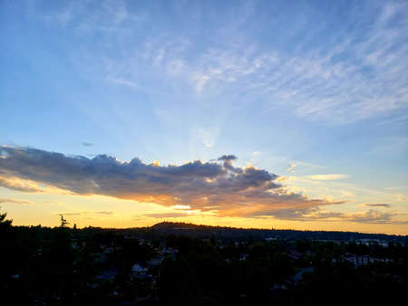 Summer sunrise at Summit Park, Victoria, BC.の写真素材