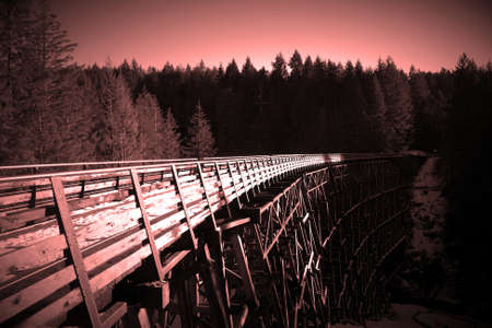 Kinsol railway trestle, Cowichan Lake, BCの写真素材