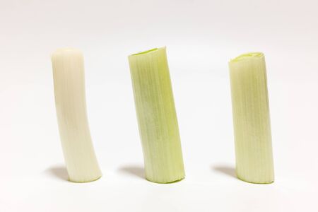 Leeks on white backgroundの写真素材