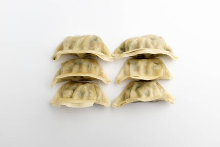 Dumplings with pork and vegetables. Steamed and fried dumplingsの写真素材