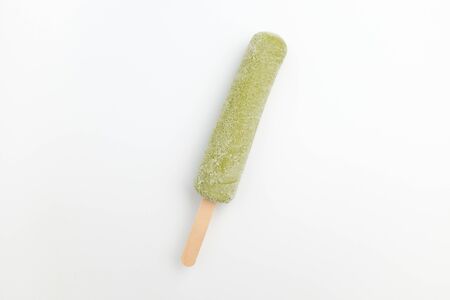 Green tea flavor Ice Cream stick dessert.の写真素材