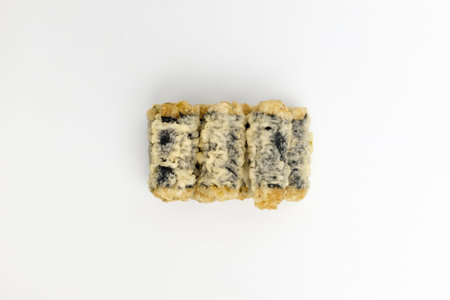 Korean food. Instant noodles and seasoned seaweed. Fried food