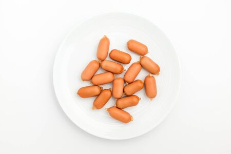 Sausage in small shape. Processed meat made from pork. Sausage with good textureの写真素材