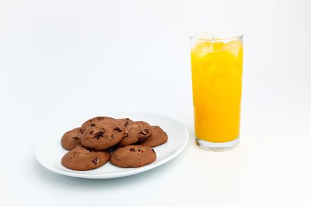 Juice with cookiesの写真素材