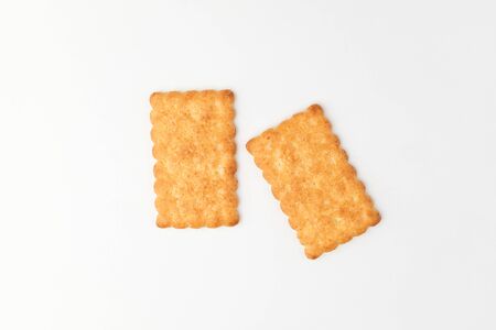 Snacks in square shape. Dessert with butter and coconut flavor. Crispy snackの写真素材