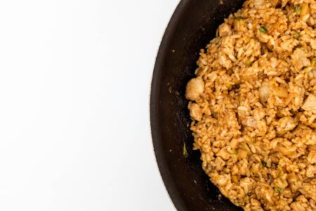 Fried rice with vegetables and meat.の写真素材