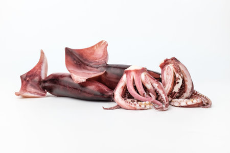 Seafood often eaten in Korea. Slick fish. Squid with chewy texture