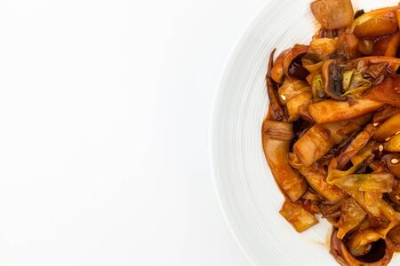 Squid stir-fried with seasoning.の写真素材