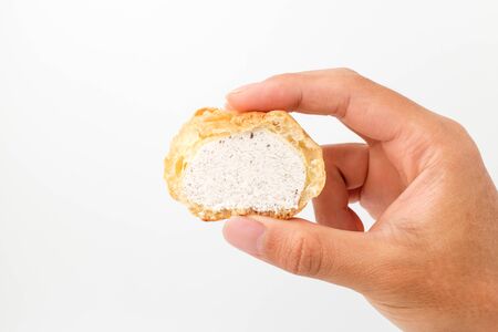 Cream puff with ice cream.の写真素材