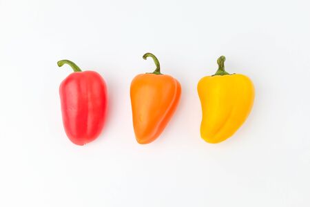 Small paprika. Paprika in multiple colors. Sweet and crispy vegetablesの写真素材