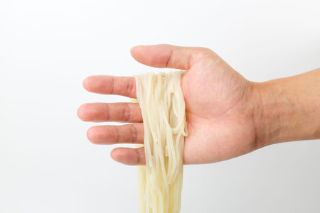 Korean chewy noodles. Korean noodles food. Chewy and firm texture