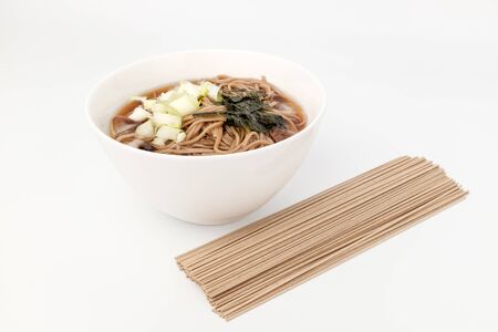 Buckwheat noodles. Cool soup. Japanese food culture. Cold dishesの写真素材