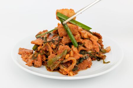 Stir-fried pork seasoning. Korean stir-fry. Pork dishesの写真素材