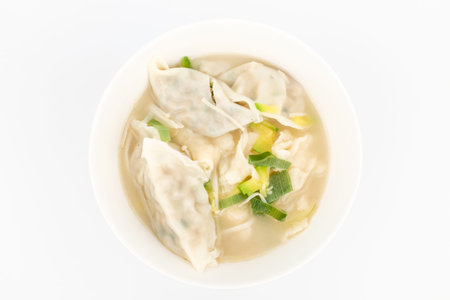 Soup with dumplings. A dish of ground flour. Cooking with vegetablesの写真素材