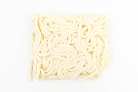 Thick noodles. Japanese style noodles. Chewy food. Food made from flourの写真素材