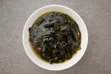 Seaweed soup with tuna. Healthy food. Soup foodの写真素材