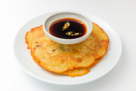 Soybean pancake. Korean food culture. Korean style pancakes baked in oil