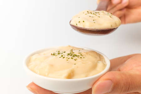 Creamy sauce. A soft and crispy sauce. Sauce for Pastaの写真素材