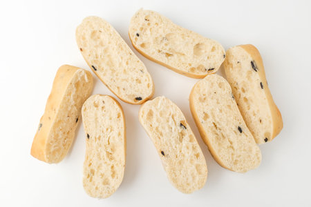 Italian food culture. Soft and fragrant bread. Bread with olives