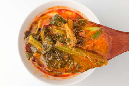 Spicy soup with eel. Korean seafood dishes. Hot pot with fishの写真素材