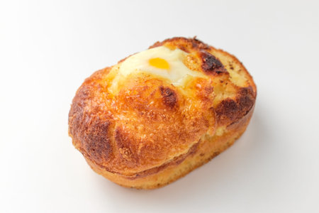 Bread with eggs. Bread with a soft texture. Food with cheese and eggs