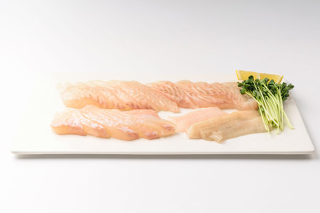 A dish made from fish flounder. A dish of raw fish. Japanese food culture