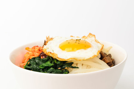 Korean food culture. A dish with vegetables and seasoning. Food with sauce in riceの写真素材