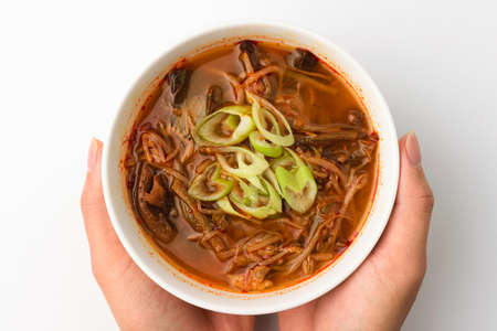 Hot Spicy Meat Soup. A soup dish with beef and vegetables. Korean food cultureの写真素材