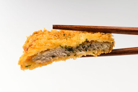 Food fried pork. Thinly made pork. Fried food. Cooking with a crispy texture