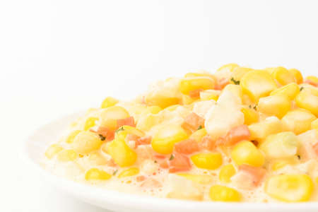 Corn salad. Salad made of vegetables. Sweet and sour dishesの写真素材
