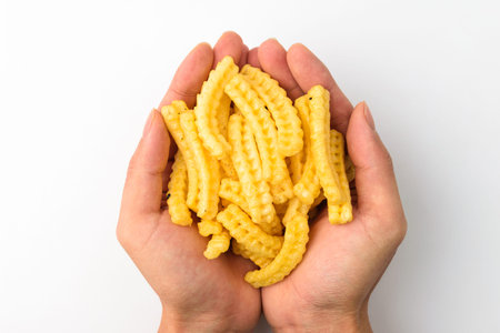 Sweet potato flavored snack. Crunchy sweet dessert. Sweet potato flavor