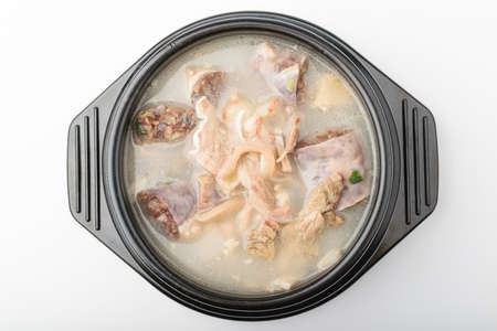 Korean food culture. Cooked pork intestines. Savory and fatty foodの写真素材