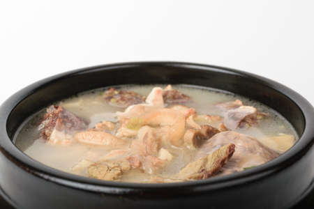 Korean food culture. Cooked pork intestines. Savory and fatty foodの写真素材