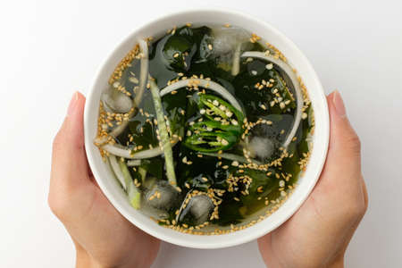 seaweed and cucumber soupの写真素材