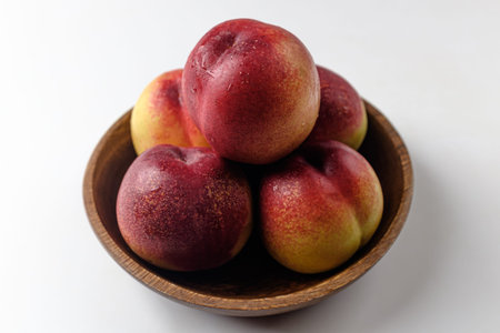 a kind of peach. sweet and sour fruit. fruit dessertの写真素材
