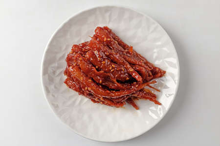 dish made with deodeok. Food made with spices coated on the roots. Korean food cultureの写真素材