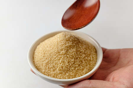 sweet-tasting ingredients. brown powder. food ingredients made from sugarcaneの写真素材