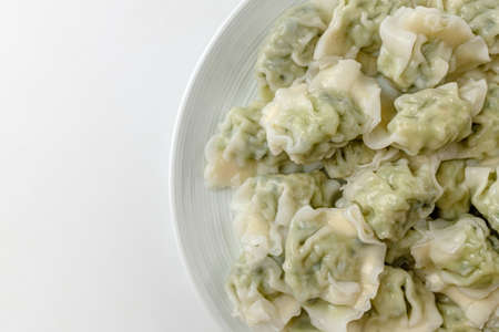 Dumplings boiled in water. soft and light food. chinese food cultureの写真素材