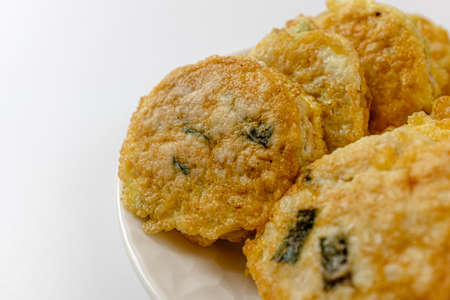 Asian food culture. Egg-Coated Ball. Food made of porkの写真素材