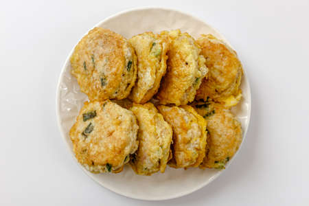 Asian food culture. Egg-Coated Ball. Food made of porkの写真素材