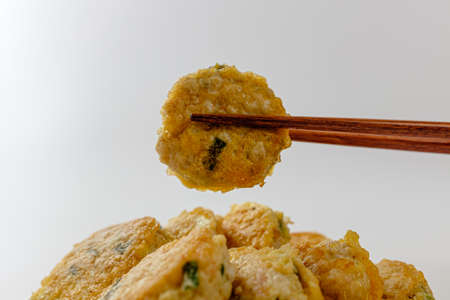 Asian food culture. Egg-Coated Ball. Food made of porkの写真素材