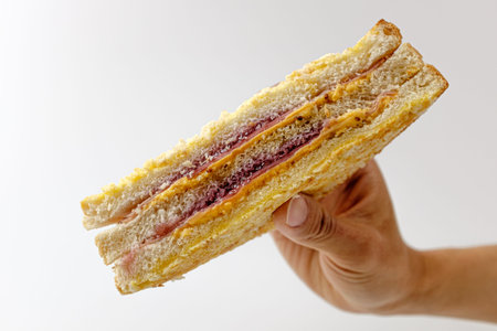 Sandwich with ham and cheese. sandwich with jam. Egg Coated Bread